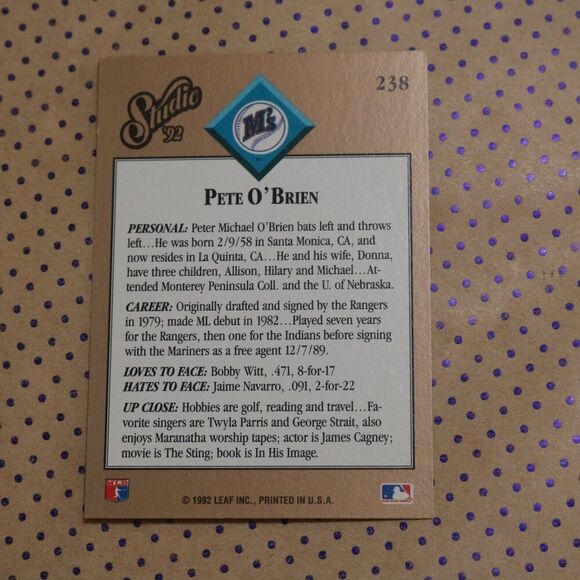 Pete O'Brien #238 Baseball Card - Picture 2 of 2